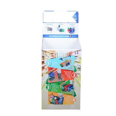 China Single Sided Custom Recycling Floor Bag Display Rack Cardboard Trash Can Retail Display for sale