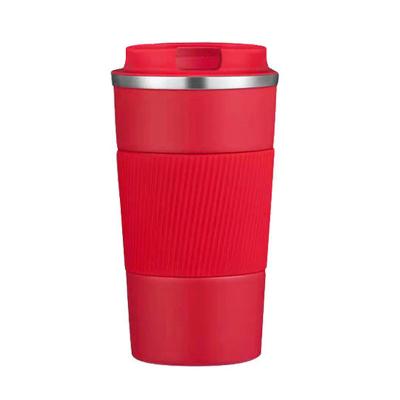 China Durable 350ml 500ml Stainless Steel Double Wall Insulate Thermos Vacuum Flasks With Silicone Sleeve Travel Sport Coffee Mug Tumbler for sale