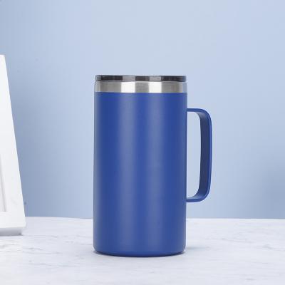 China Viable Double Wall Mug 24oz Stainless Steel Vacuum Insulation Handle Coffee Mug Tumbler Portable Office Business Gift Mug for sale