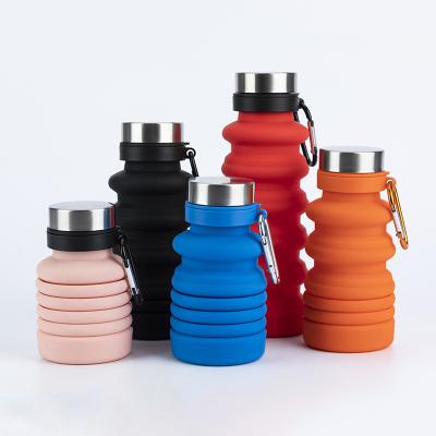 China Viable Collapsible Collapsible 500ml Travel Bottles Sports Folding Silicone Reusable Drinking Bottle BPA Free for sale