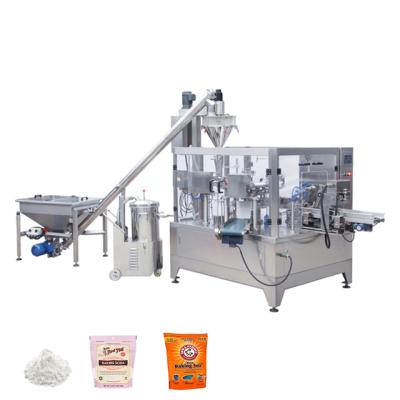 China Food Premade Stand Up Pouch Making Sode Rotary Bake Packing Machine With Auger Powder Filling Machinery for sale