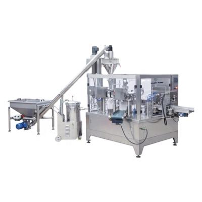 China Food Rotary 8 Station Premade Stand Up Pouch Packing Machine With Auger Powder Filling for sale