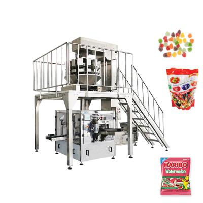 China Rotary 8 Station Food Premade Stand Up Pocket Jelly Drops Packing Machine With Multi Head Combination Scale for sale