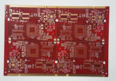 中国 FR4 Tg135 1.0mm 6層硬いPCB ENIG ゴールドフィンガー 40U'' レッドソルダーマスクと表面仕上げ 販売のため