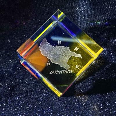 China Wholesale Europe New Design Souvenir Zodiac 3d Laser Crystal Cube for sale