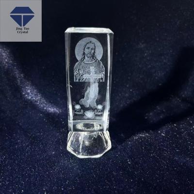 China Wholesale Customized China Crystal Glass Christian Jesus Ornaments With LED Crystal Base for sale