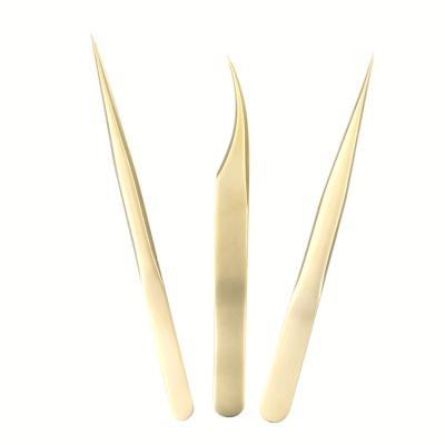 China Russian Painting Tweezers 6pcs Set Volume Eyelash Extension Tweezers Eyelashes Tweezers Volume Wick False Gold Tip Tweezers for sale