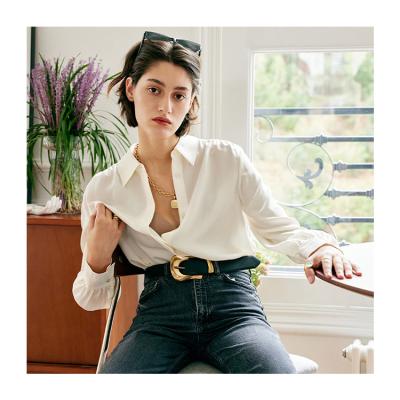 China Private label anti-pilling long sleeve mulberry silk shirts women wholesale custom made white silk blouse shirts for sale