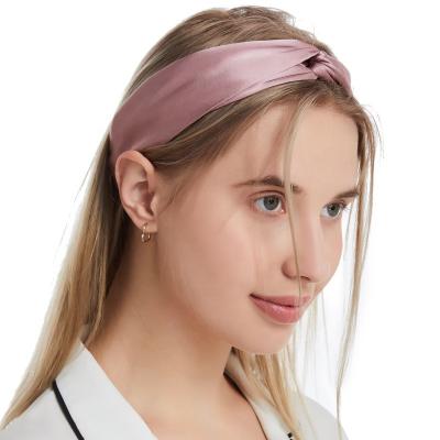 China 2021 women's style 19mm pure silk satin hair band 100% silk headband simple European and American hair accessories for sale