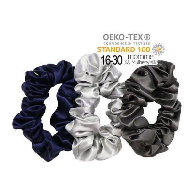 China Fashion/high elasticity/pretty 16mm pure silk hair scrunchies hair rope hair band custom logo luxury satin silk scrunchy for sale