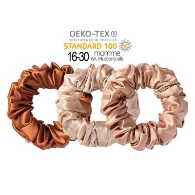 China Fashion / High Elasticity / Pretty 16mm 3 Size Luxury Wholesale 100% Pure Silk Hair Ties Handmade Mulberry Silk Hair Scrunchies For Women for sale