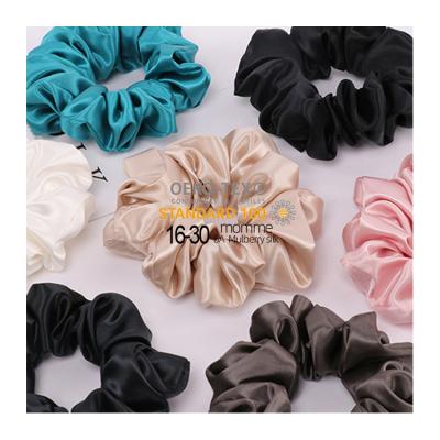 China Fashion / High Elasticity / Pretty 19mm 100% Mature Real Natural Silk Hair Ties Women Silk Scrunchies For Ponytail Holder for sale