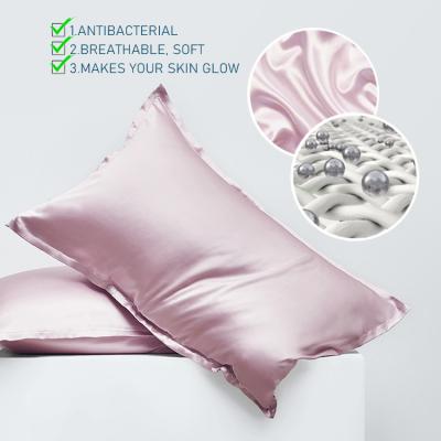 China Antibacter 100% Antistatic Pure Mulberry Silver Infused Silk Pillowcase Remove Acne Silver Ion Silk Pillow Case for sale