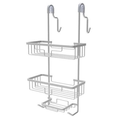 China Best Selling Sustainable Aluminum Never Rust Over Screen Shower Caddy Bathroom Storage Rack With Towel Hook And Soap Dish for sale