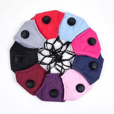 China Polyester & Reusable Cotton Plain Solid Color Cotton Cloth Face Cover With Black Valve for sale