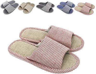 China CUSHIONING Women's and Men's Couples Slippers Cotton Linen Casual Memory Foam Toe Slippers Super Soft Light Open Comfortable for sale