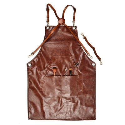 China Leather Drinks / Food Kitchen Apron With Pocket for sale