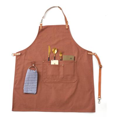 China Heavy Duty Waxed Canvas Worker Engineers Cleaning Industrial Working Apron Carpenter With Waterproof Function Apron for sale