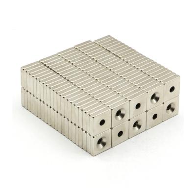 China Industrial Magnet High Performance Countersunk Hole Neodymium Permanent Magnet Blocks High Quality Block Magnet for sale