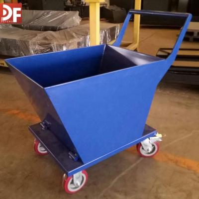 China Industry Pedal Spray Paint Self Lighting Tool Trolley Hand Cart Drop Iron Car Metal Chips Scrap Metal Industrial Container for sale