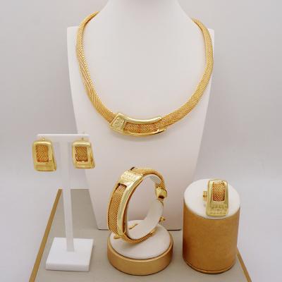 China CLASSIC Fashion Jewelry Women Custom Factory Delicate 24 Carat Gold Plated 4 Piece Jewelry Set Accessories for sale