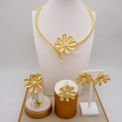 China CLASSIC Factory Fashion Luxury Dubai African Jewelry Set Pure 24k Set Jewelry Filled Wholesale Luxury Women Birthday Gifts for sale