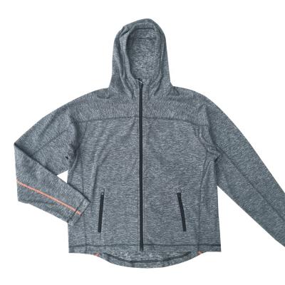 China Gray Blend Spring Mens Breathable Fleece Knitted Outdoor Hooded Pullover Jacket for sale