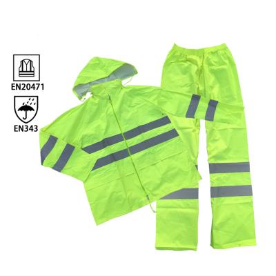 China Rain Water Proof Visibility Suit Men's PVC Rain Coat Safety Reflective Waterproof Clothing for sale