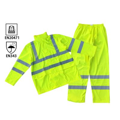 China High Visibility Breatable Wear Waterproof Reflective Safety Tape Uniform Rain Suit for sale