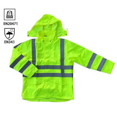 China Breathable High Visibility Clothing Raincoat Mens Safety Jacket Suit Working Raincoat for sale