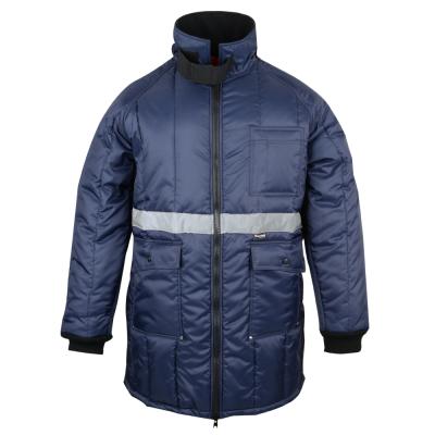 China Breathable Reflective Blue Work Wear Rough Winter Coat Freezer Jacket for sale