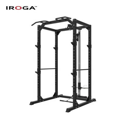 China Commercial Gym Equipment Fitness Iroga Power Rack Squat Cage With Lat Pull Down Attachment for sale