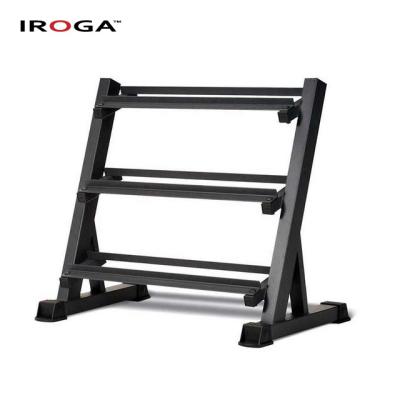 China Iroga Indoor Fitness Gym Equipment 3 Tier Hex Dumbbell Storage Rack for sale