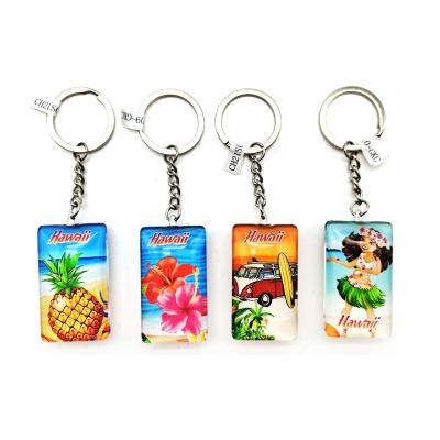 China Memories. Decoration. Gift Travel Souvenir Hawaii Key Chain Double Side Glass UV Printing Key Chain for sale