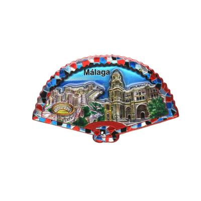 China Cheap Custom Shape Malaga City Wooden Souvenir 3D Deration Tourist Aluminum Fridge Magnets for sale