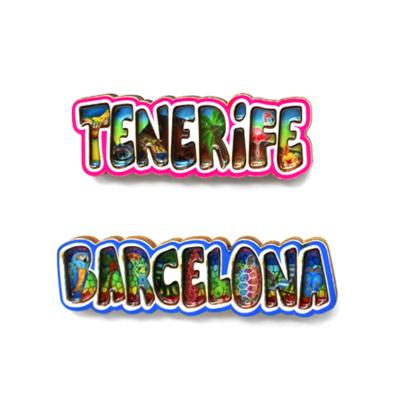 China Hot Sales Beautiful Souvenir Fridge Magnet Custom Design Letter Shape Different City Name Colorful Wooden 3D Souvenir Fridge Magnets for sale