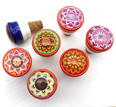 China Non Spill Mandala Design Wine Bottle Stoppers for Favors, Bar, Holiday Party, Wedding for sale