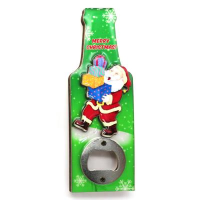 China Europe Christmas Pattern Magnetic Bottle Opener Wooden Beer Bottle Opener for sale