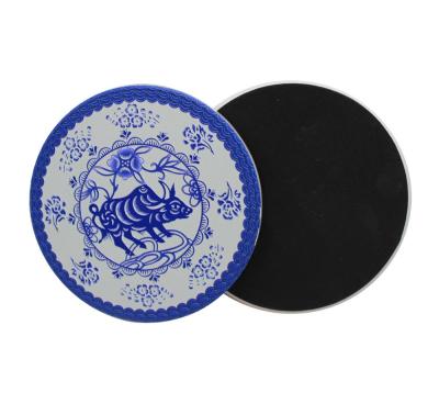 China Sustainable 3D Printing Ceramic Water Absorbent Twelve Zodiac Signs Coaster With Black EVA Cork Backing for sale