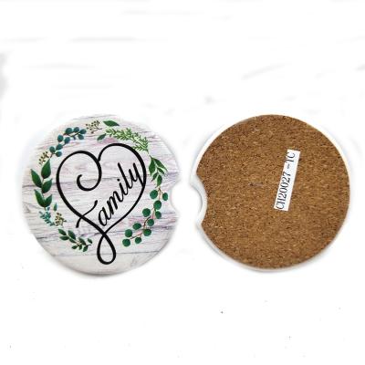 China Hot Sustainable Amazon - Sale Round Shape Ceramic Absorbing Car Coaster Customized Design for sale