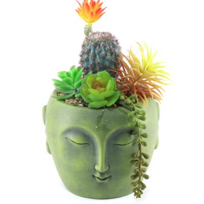 China Durable Face Planter Succulent Pots, Indoor Small Cactus Bonsai Pot Round Home Office Table Desktop Window Decoration Handwork for sale