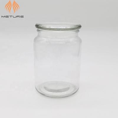 China Home Decoration 800ml Big Glass Candle Jar With Sealed Glass Lid for sale