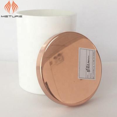 China Non Flip 82D MM Plating Shiny Gold Flat Metal Lid For Candle for sale