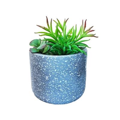 China Eco - Friendly Large Cylindrical Gray Cement Style Planters Indoor Terrazzo Pot for sale