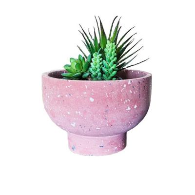 China Water Proof Round Concrete Pot Red Cement Pots For Suitable For Home, Office And Outdoor Planting for sale