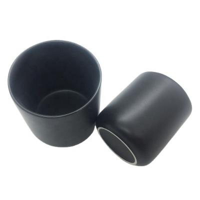 China Water proof; Heat resistant; Corrosion Perfume Oil Satin Matte Black Ceramic Candle Resistor Jars for sale