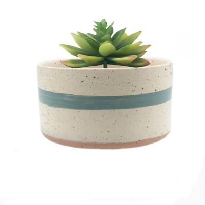 China Glazed Modern White With Terracotta Bottom Succulent Ceramic Pots Planters With Spots for sale