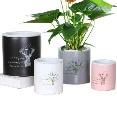 China Hydroponic SELF-WATERING GROW KIT MODERN Decorative Black Plant Ceramic Flower Plants Hydroponic SELF-WATERING GROW KIT Pot For Indoors for sale