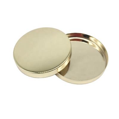 China Non Spill 73mm 74mm Dia GOLD Plated Metal Shiny Candle Lid For Candle Jars for sale