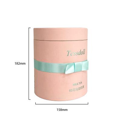 China New Customized Biodegradable Enumeration Color Paper Tube Milk Tea Packaging Gift Tube Box Velvet Material With Ribbon for sale